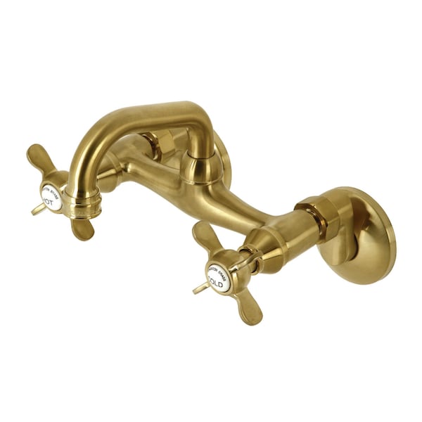 Kingston Brass KS112SB Two-Handle Wall Mount Bar Faucet, Brushed Brass KS112SB - main